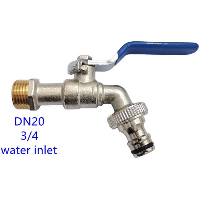 (DN20 blue handle) Garden Outdoor Bibcock Faucet DN15 DN20, Anti-freeze, Dual Control Copper