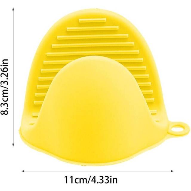 (Yellow) Thicken Food Grade Silicone Gloves Kitchen Gipping Insulation  oven Grip Clips Anti Scald Heat Resisting Non Slip Ovens Gloves