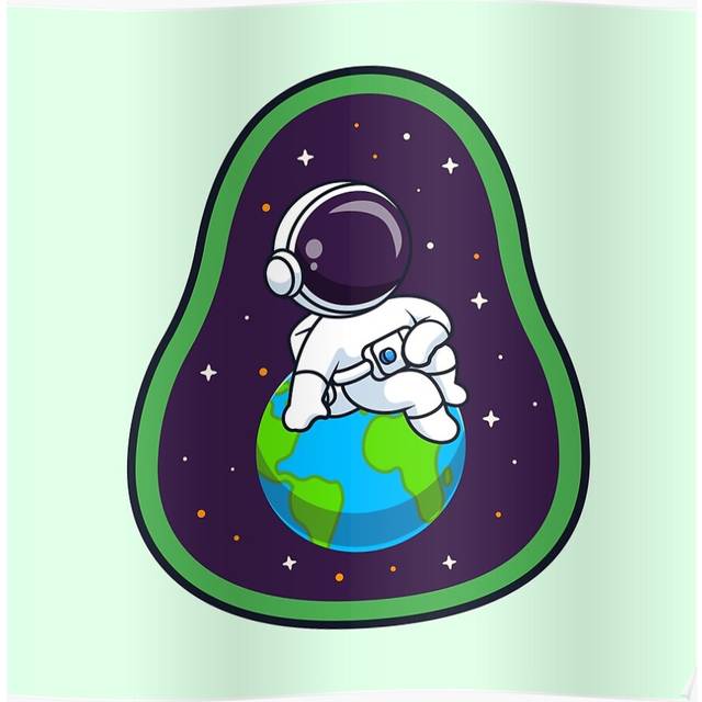 "(""Cute Astronaut Sitting on Earth Avocado: Cartoon Vector Icon Illustration""=2918) Posters 16x20"" or 18x18inch Wall Art Living Room Bedroom DÃ©cor Pri"