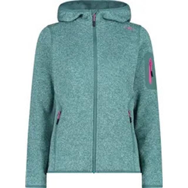 CMP - Women's Jacket Fix Hood Jacquard Knitted 3H19826 - Fleece jacket size 44, turquoise