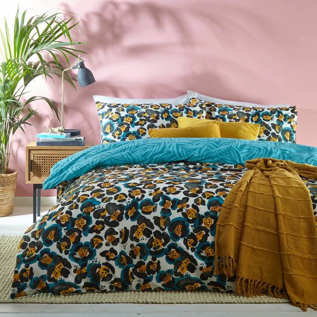 Furn Ayanna Leopard Print påslakanset Single teal