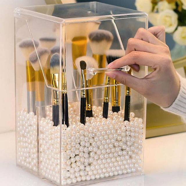 Cosmetic Brush Storage Box Makeup Organizer Acrylic Brush Holder Plastic Box