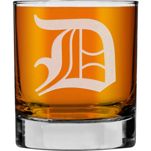 Etched Monogram 11oz Rocks Old Fashioned Lowball Glass for Whiskey Scotch Bourbon (Letter D) A-Z Personalized whiskey glasses  Engraved Whiskey glasse