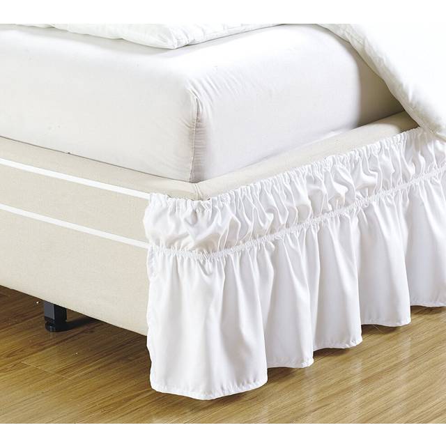 "Elastic Bed Skirt 14"""""""" Drop Easy On/Easy Off Dust Ruffled Solid New (White  Twin-Full)"