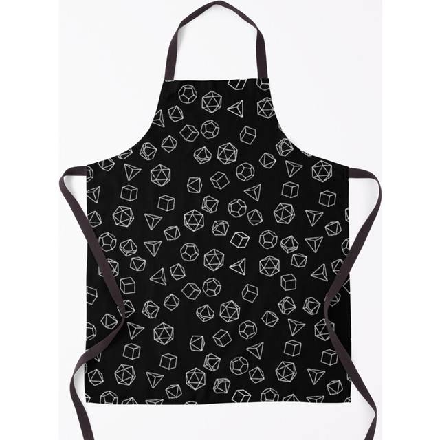 DnD Dice White on Black Pattern Grill Aprons for Kitchen BBQ Chef
