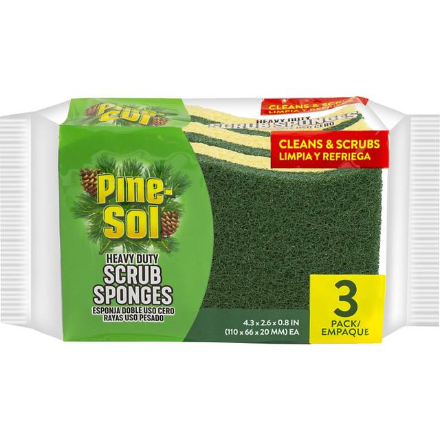 Pine-Sol Heavy Duty Scrub Sponges for Cleaning | Dual-Sided Dishwashing and Scouring Pad | Kitchen Supplies for Washing Dishes  Pots  Pans  3 Pack