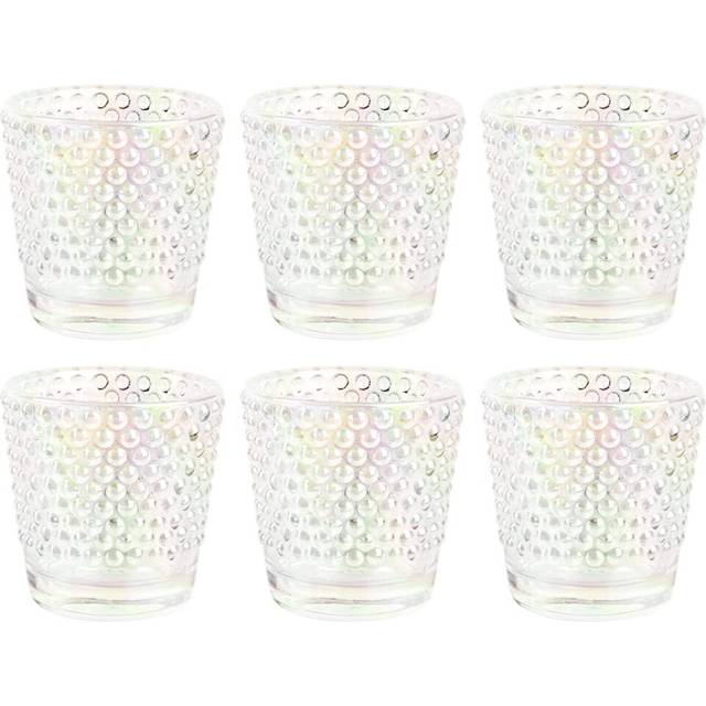 Koyal Wholesale 6 Iridescent Hobnail Votive Candle Holders Bulk  Raised Dot Glass Candle Holder  Iridescent Milk Glass Bulk Hobnail Glass Candle Holde