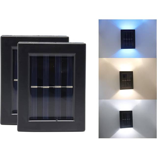 2Pcs Outdoor Solar Lights, Fence Lights And Exterior Decorations For Patio Waterproof Wall Sconces