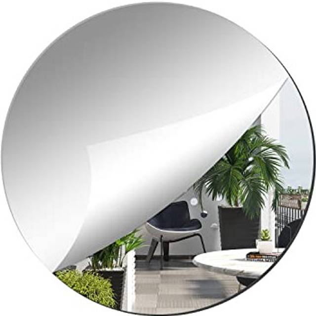 Round Mirrors Self Adhesive Acrylic Mirror, Large Non Glass Tiles Plate Mirror 30cm for Walls Bathroom Stick on Decorative Mirror