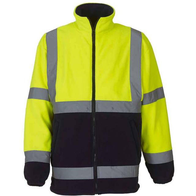 (L, Yellow/Navy) Yoko Unisex Adult Heavyweight Hi-Vis Fleece Jacket