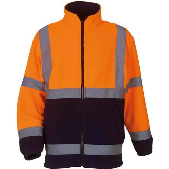 (S, Orange/Navy) Yoko Unisex Adult Heavyweight Hi-Vis Fleece Jacket