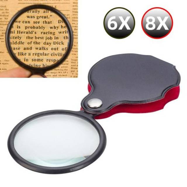 6x 8x Mini Pocket Foldable Magnifier Magnifying Glass Lens Jewelry Reading Loupe