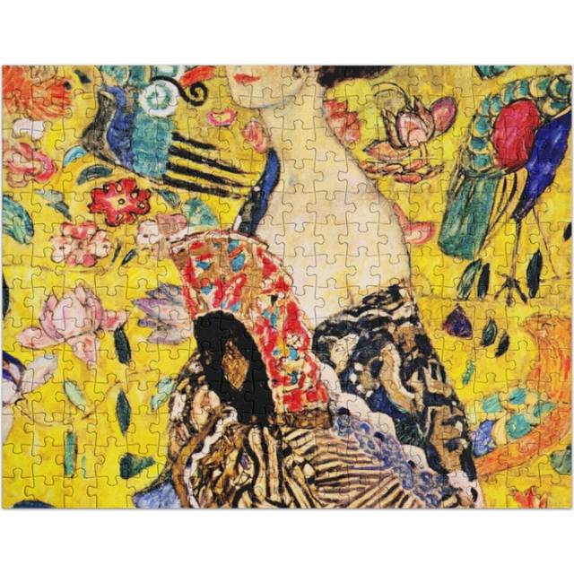 (Lady with Fan' Gustav Klimt Art Nouveau-Modern Japonism Inspired =462) Jigsaw Puzzle Wooden 300-Piece for Adults Kids Seniors- Home Decor Family Acti
