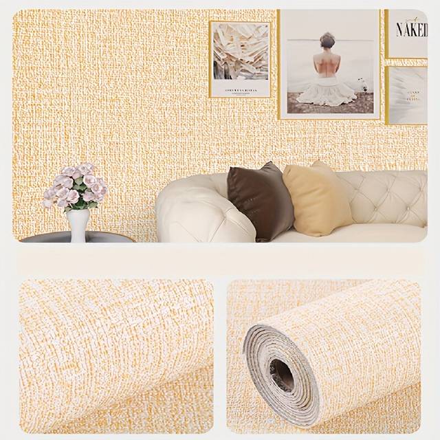 (Yolk Yellow, 280cm * 50cm) 1 roll 3D Self-Adhesive Wallpaper for Heat Insulation and Waterproofing - Removable