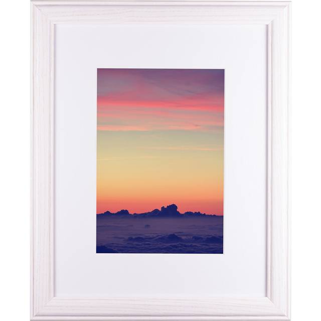 Craig Frames Wiltshire 236  Simple White Hardwood Picture Frame with Single White Mat - Displays a 13 x 19 Inch Print with the Mat or 17 x 22 Inch wit