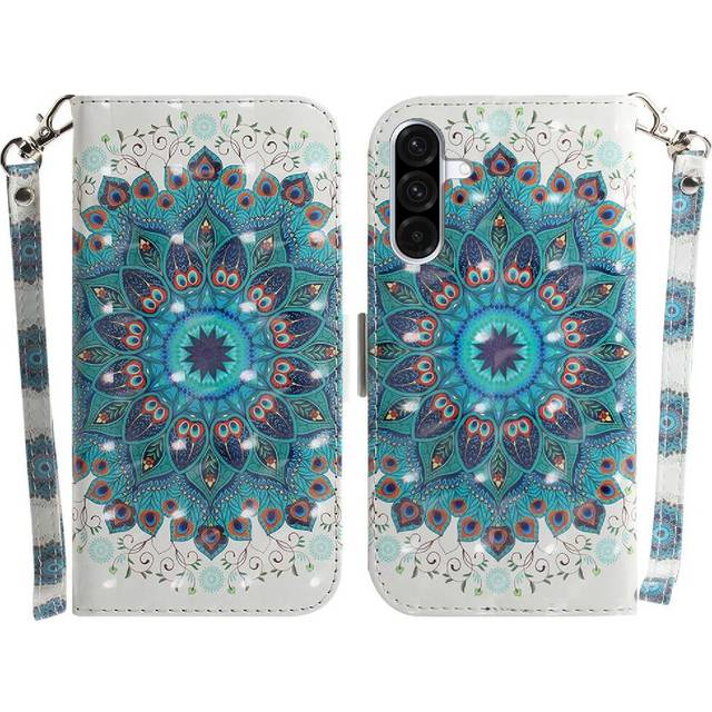 (C2) 3d Painted Protective Case for Samsung Galaxy A16 Pu Leather Magnetic Closure Card Slots Wallet Lanyard