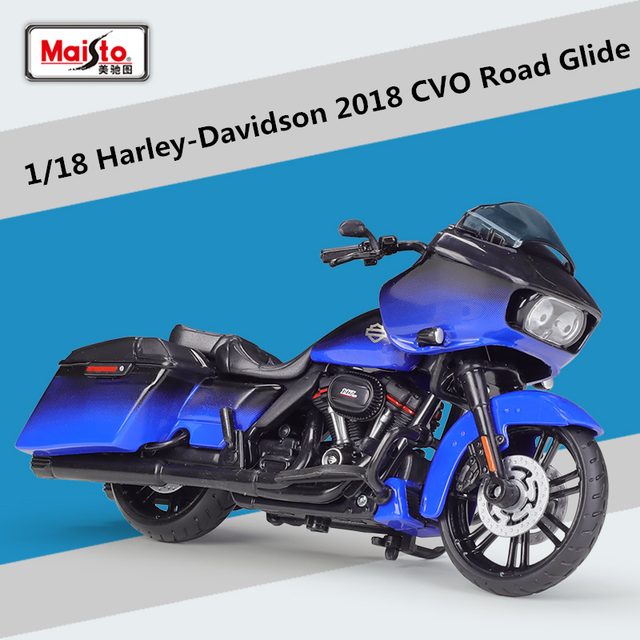 (Blue foam box) Maisto 1:18 Harley 2018 CVO Road Glide Alloy Sports Motorcycle Model Metal