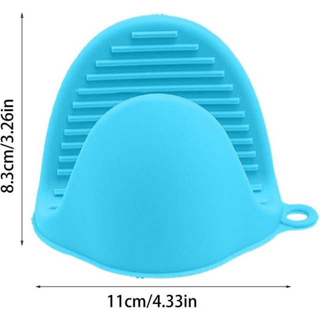 (Blue) Thicken Food Grade Silicone Gloves Kitchen Gipping Insulation  oven Grip Clips Anti Scald Heat Resisting Non Slip Ovens Gloves