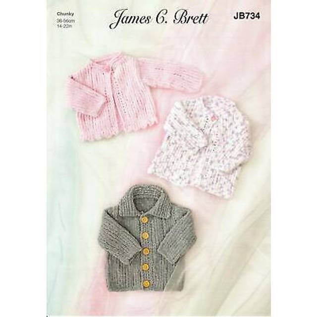 James Brett JB734 Chunky Knitting Pattern Baby Jacket & Cardigan