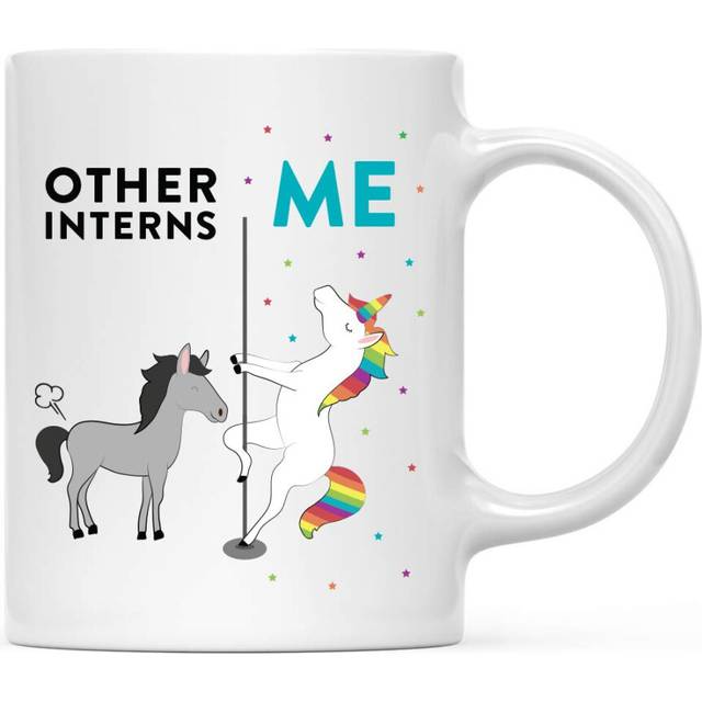 Andaz Press Funny Quirky 11oz. Ceramic Coffee Tea Mug Thank You Gift  Other Interns Me  Horse Unicorn  1-Pack