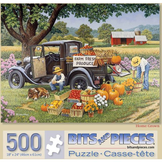 "Bits and Pieces - 500 Piece Jigsaw Puzzle for Adults 18""""""""X24"""""""" - Home Grown - Fall On The Farm 500 pc Jigsaw by Artist John Sloane"