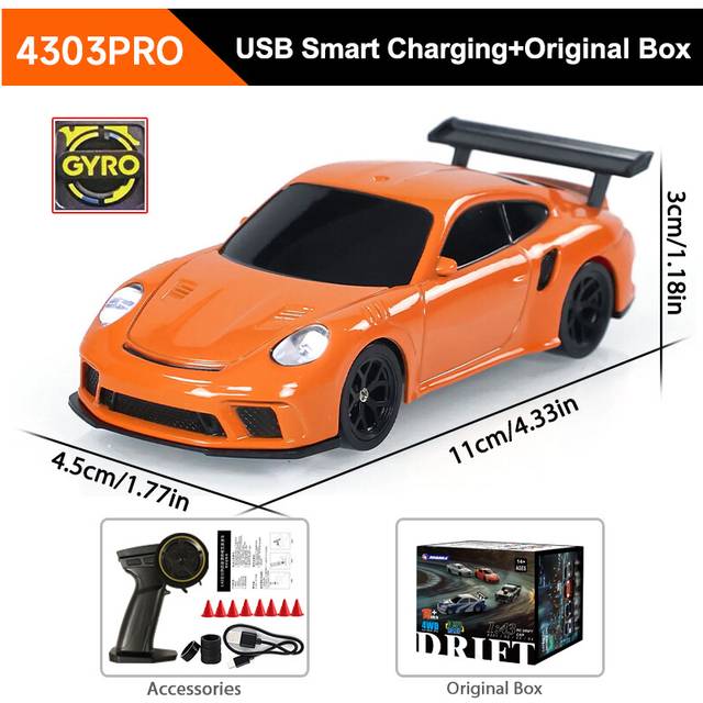 (4303P Original Box) ZWN 1/43 2.4G Mini RC Car 4WD Radio Remote Control Drift Cars Professional GTR Model High Speed Racing