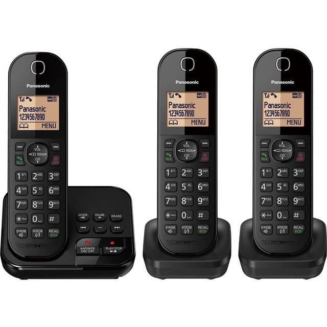 Panasonic KX-TGC423EB Triple Digital Cordless Phone with Answering Machine â“ Box Damaged