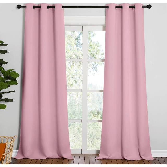 NICETOWN Patio Glass Door Blackout Curtains for Bedroom/Living Room  Privacy Panel Drapes for Dining Room and Guest Room (Crystal Pink  42 inches Wide