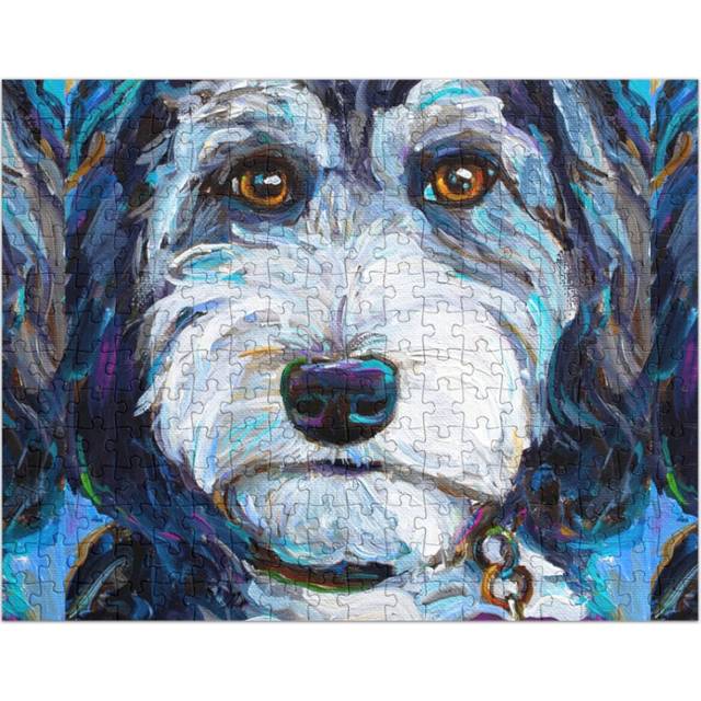 (Tuxedo Aussiedoodle Dog by Robert Phelps=3315) Jigsaw Puzzle Wooden 300-Piece for Adults Kids Seniors- Home Decor Family Activity Game Wall Art 38x26