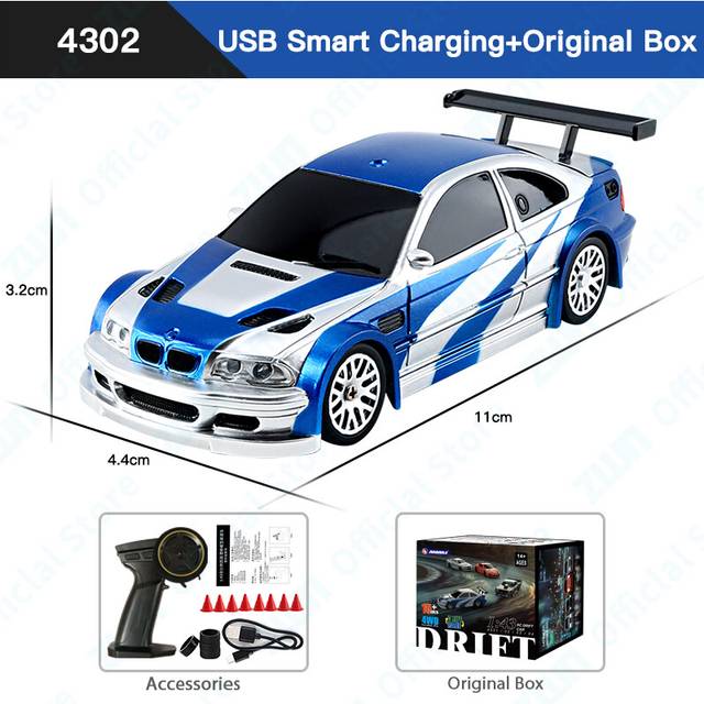 (4302 Original Box) ZWN 1/43 2.4G Mini RC Car 4WD Radio Remote Control Drift Cars Professional GTR Model High Speed Racing