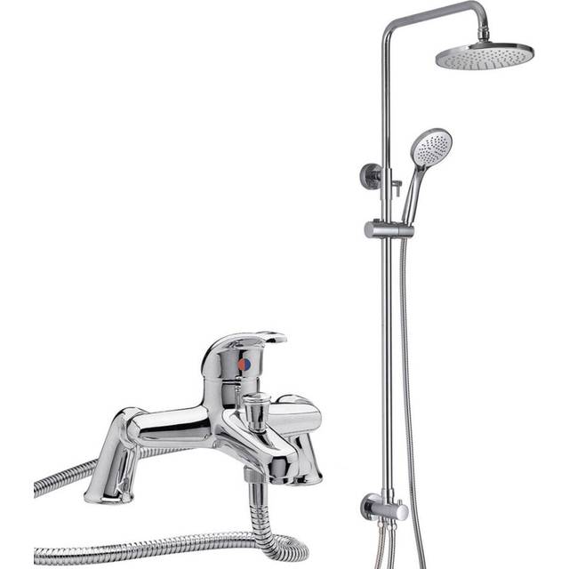 Winstead Modern Chrome Exposed Bath Shower Mixer Handless Slider Rail 3 Mode Handset