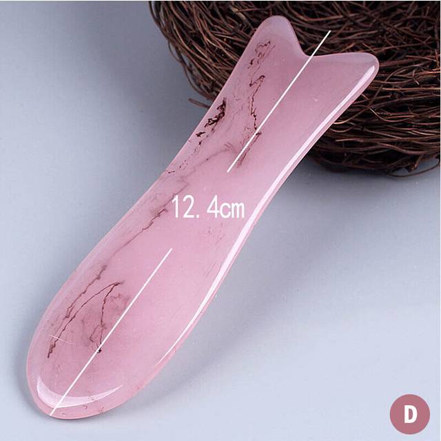 (a-Red) Gouache Scraper Natural Stone Gua Sha Massage Comb Head Body Meridian Scraping Reflexology Blood Circulation Jade Therapy Tools