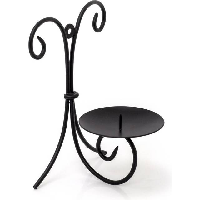 Black Metal Scroll Wall Sconce Candle Holder | Wall Mounted Black Pillar Candle Holder | Wall Candle Plate With Spike