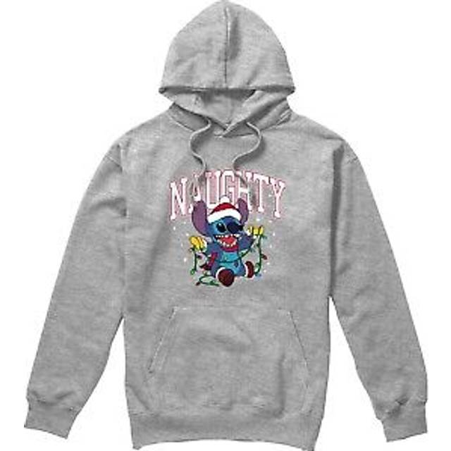 (M, Sport Heather) Lilo & Stitch Mens Naughty Stitch Christmas Lights Hoodie