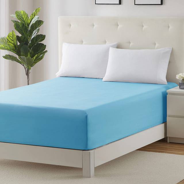 Clara Clark Fitted Sheet  Extra Deep Pocket Fits Deep Mattress  Luxury Soft Fitted Sheet Only  King - Extra Deep Beach Blue