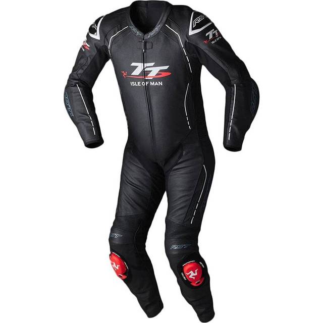 (UK 50) RST S1 CE Leather Suit IOM Logo / Black / White