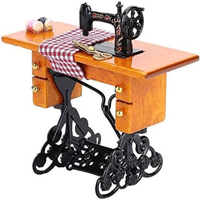 Dollhouse Sewing Machine, 1:12 Dollhouse Miniature Furniture Wooden Sewing Machine Dollhouse Decoration for Dolls House Accessory Decor Toy