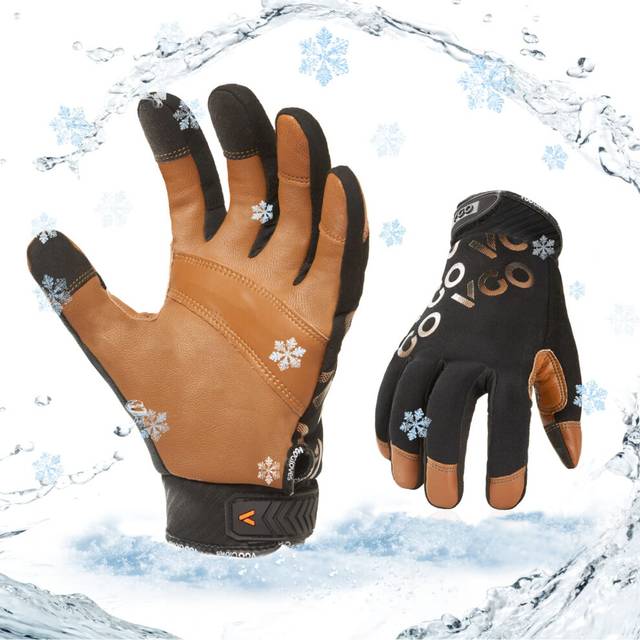 Vgo 3-Pairs -4 or above 3M Thinsulate c100 Winter Warm Waterproof Light Duty Mechanic glove  High Dexterity  Anti-abrasion  Rigger glove Size S  Black