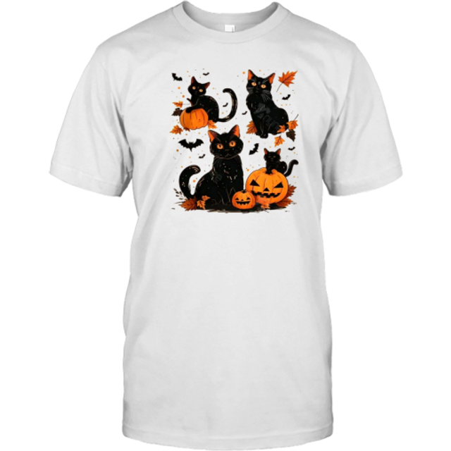 (L) Black Cat Pumpkin Fall Halloween Black Cat Vintage Halloween T-Shirt