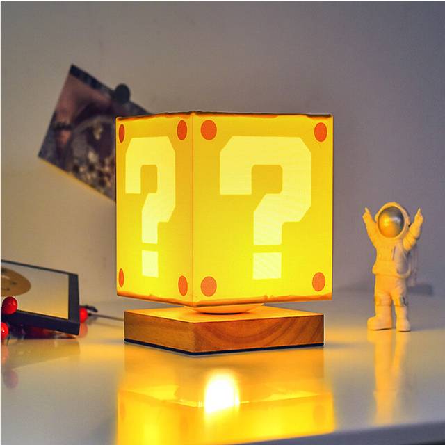 Super Bros Table Lamp Night Light For Kids Question Block Decor Nightlight Merchandise As Toys Gifts For Kids And Fans