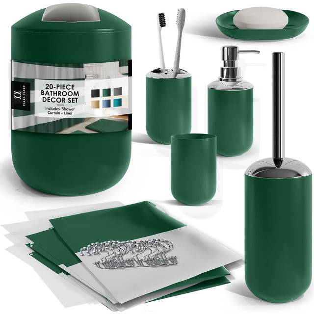 Clara Clark Bathroom Set - Green Bathroom Accessories Set  20PC Bathro