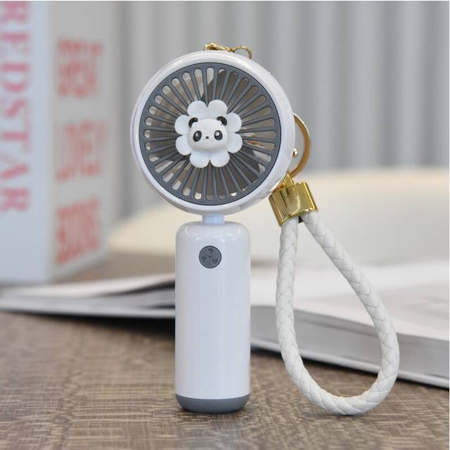 (White) Fan Small Handheld Usb Charging Powerful Breeze Cooling Portable With Keychain