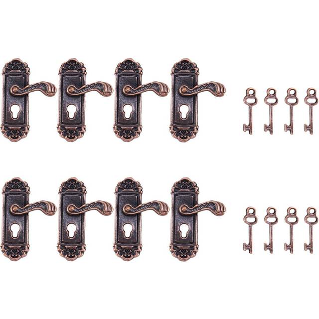 8Pcs Doll House Door Lock 1:12 Alloy Retro House Miniature Door Lock Doll House Furniture Accessories Right Handle