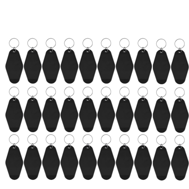 30Pack Motel Keychain Blanks Vintage Keychains Sublimation Blank for Vinyl DIY Crafting Black