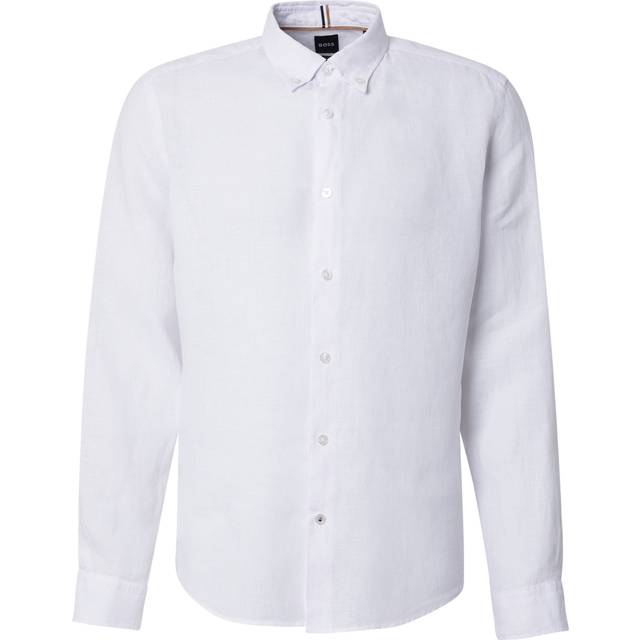 BOSS Linen Regular Fit Shirt, Dark Blue