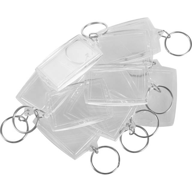 10pcs Transparent Blank Insert Photo Frame Key Ring Split keychain