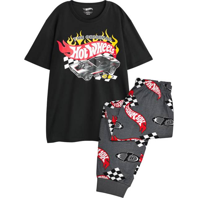 (XXL, Black/Grey) Hot Wheels Mens The Original Long Leg Short-Sleeved Pyjama Set