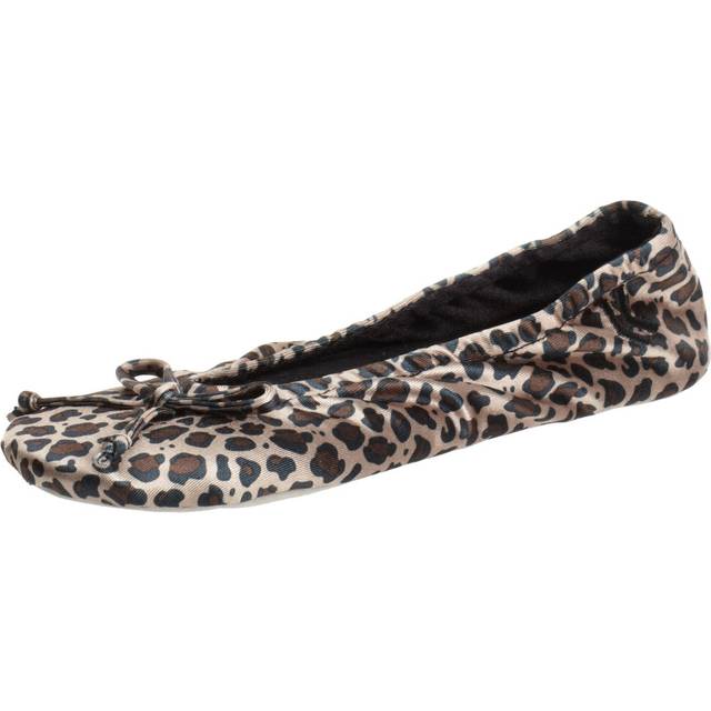isotoner Women's Signature Satin Ballerina Slipper  Cheetah  5/6