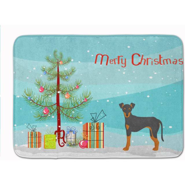 """""""""Caroline's Treasures Manchester Terrier Christmas Tree Machine Washable Memory Foam Mat doormats  Multicolor"""""""""