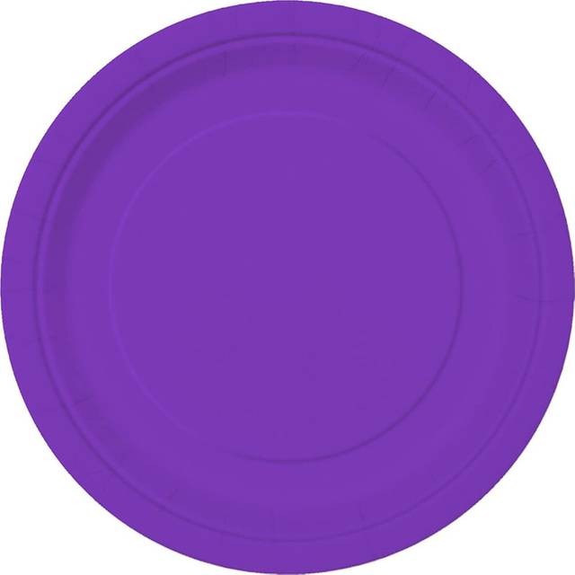 "Unique Round Dessert Paper Plates  7""""""""  Neon Purple"